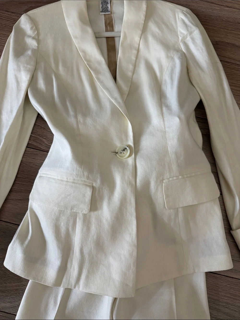 Diane Von Furstenberg Cream Single-Button Shawl Collar Suit Jacket